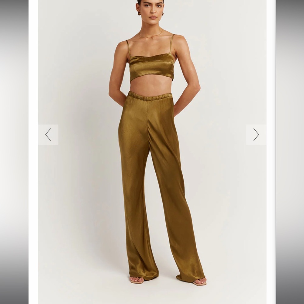 DISSH SIMONE CHARTREUSE SATIN BIAS PANT